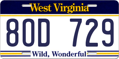 WV license plate 8OD729
