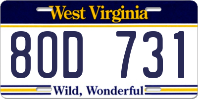 WV license plate 8OD731