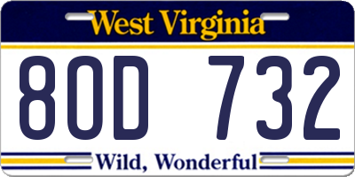 WV license plate 8OD732
