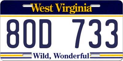 WV license plate 8OD733