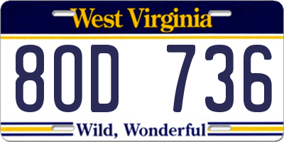 WV license plate 8OD736