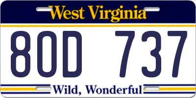 WV license plate 8OD737