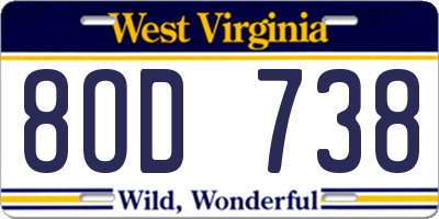 WV license plate 8OD738