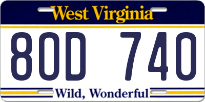 WV license plate 8OD740