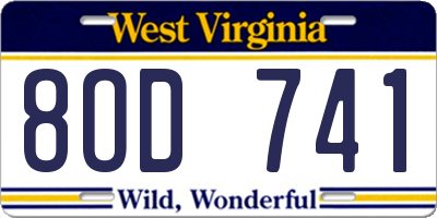 WV license plate 8OD741