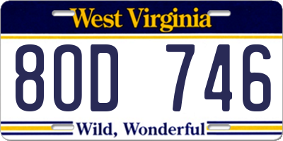 WV license plate 8OD746