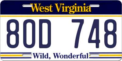 WV license plate 8OD748