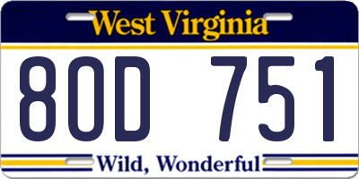 WV license plate 8OD751