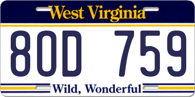 WV license plate 8OD759