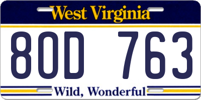 WV license plate 8OD763