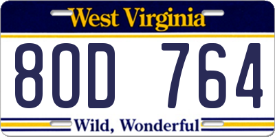 WV license plate 8OD764