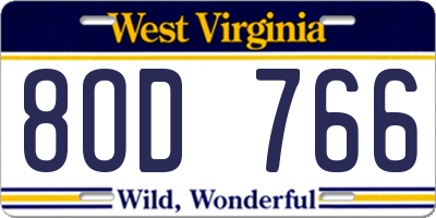 WV license plate 8OD766