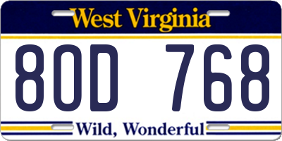 WV license plate 8OD768