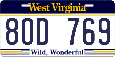 WV license plate 8OD769
