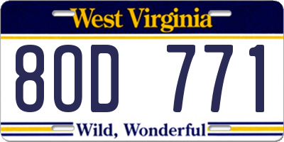 WV license plate 8OD771