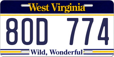 WV license plate 8OD774