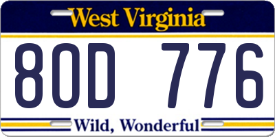 WV license plate 8OD776