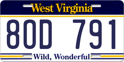 WV license plate 8OD791