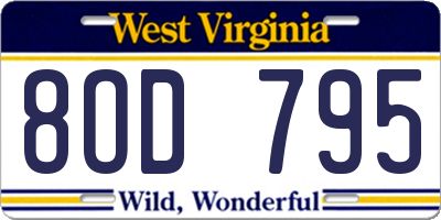 WV license plate 8OD795