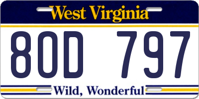 WV license plate 8OD797
