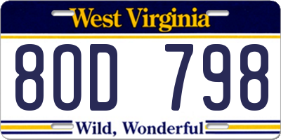 WV license plate 8OD798