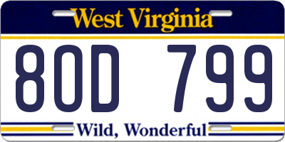 WV license plate 8OD799