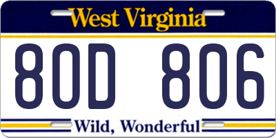 WV license plate 8OD806