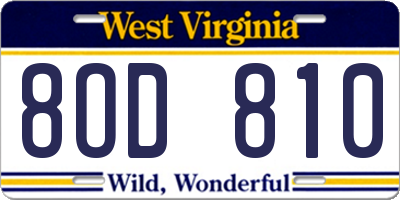 WV license plate 8OD810