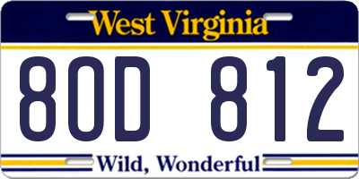 WV license plate 8OD812