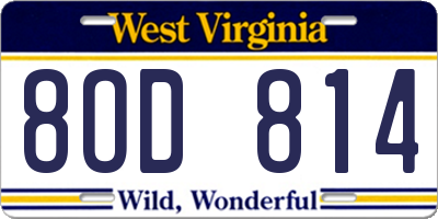 WV license plate 8OD814