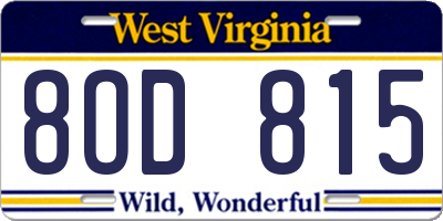WV license plate 8OD815