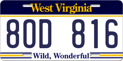 WV license plate 8OD816