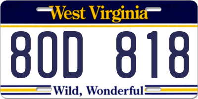 WV license plate 8OD818