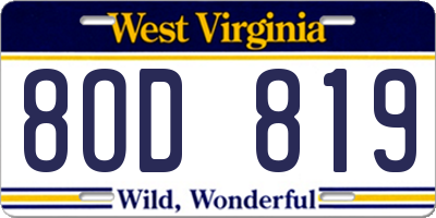 WV license plate 8OD819