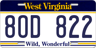 WV license plate 8OD822