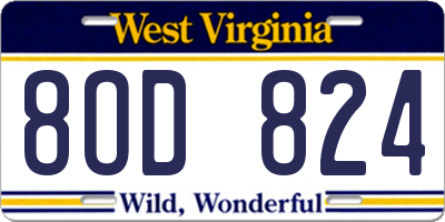 WV license plate 8OD824