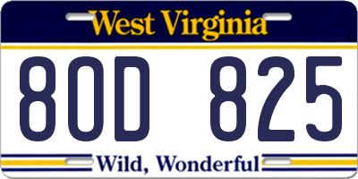 WV license plate 8OD825