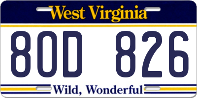 WV license plate 8OD826