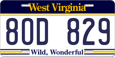 WV license plate 8OD829