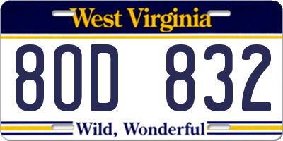 WV license plate 8OD832
