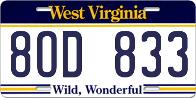 WV license plate 8OD833