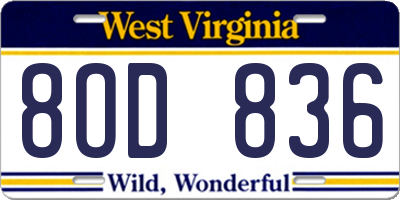 WV license plate 8OD836