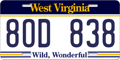 WV license plate 8OD838