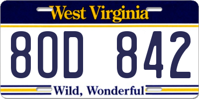 WV license plate 8OD842