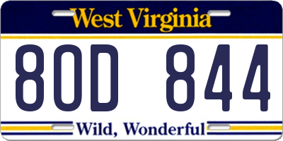 WV license plate 8OD844