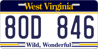 WV license plate 8OD846