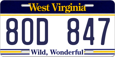 WV license plate 8OD847