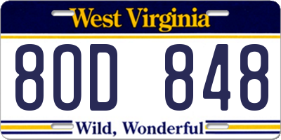 WV license plate 8OD848