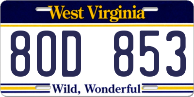 WV license plate 8OD853