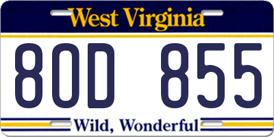 WV license plate 8OD855